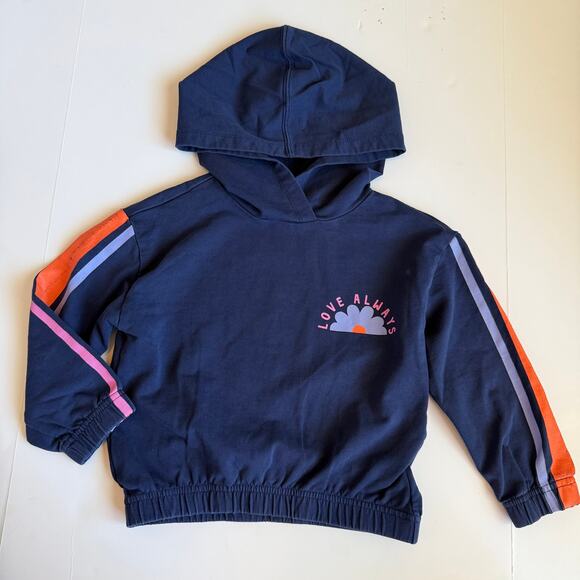 Hanna Andersson Navy Blue Love Always Hooded Top 100 cm US 4 - Picture 2 of 11